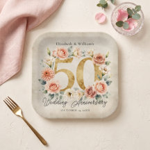Coroa Floral Rosa Dourada Aniversário de 50 Anos d