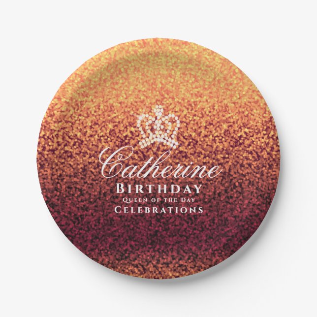 Prato De Papel Coroa vermelha Dourada (Frente)