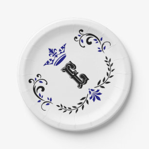 Prato De Papel Coroa Versa Monograma 'E'