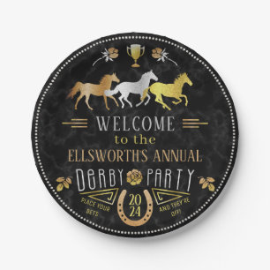 Prato De Papel Corrida de Cavalo Derby Day Party Art Deco Black