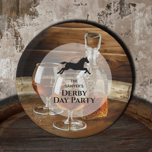 Prato De Papel Corrida de Cavalo Rustic Bourbon Derby (Rustic Bourbon Derby Horse Racing Paper Plates)