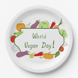 Prato De Papel Corte Minimalista do Dia Mundial da Vegetariana