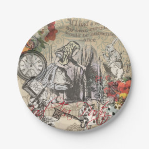 Prato De Papel Cortina Clássica de Arte das Aventuras de Alice no