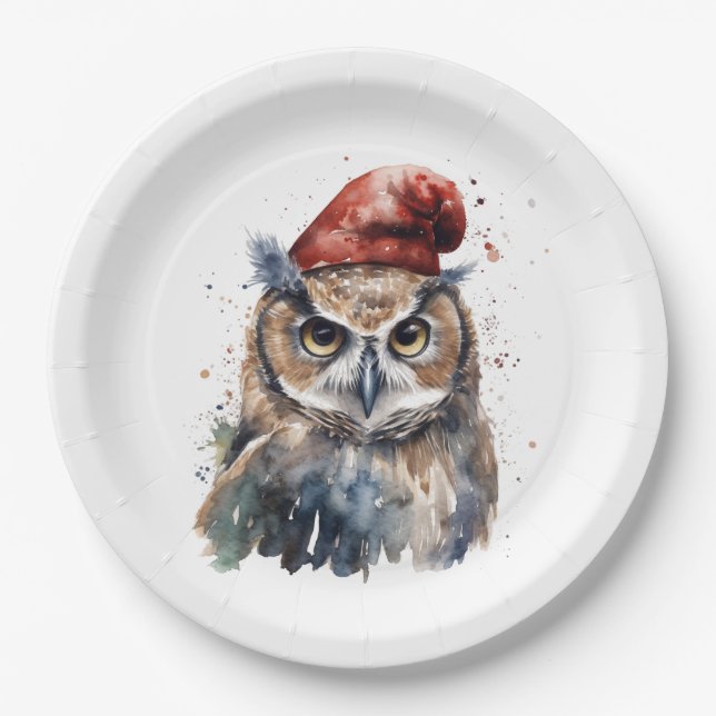Prato De Papel Coruja Invernal Encantada (Frente)