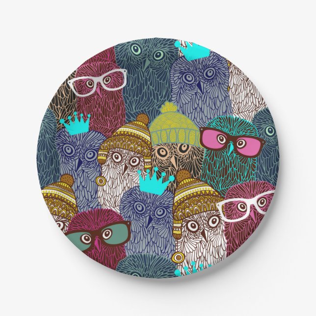 Prato De Papel Coruja na coroa (Frente)