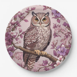 Prato De Papel Coruja Roxo-Roxo Elegante