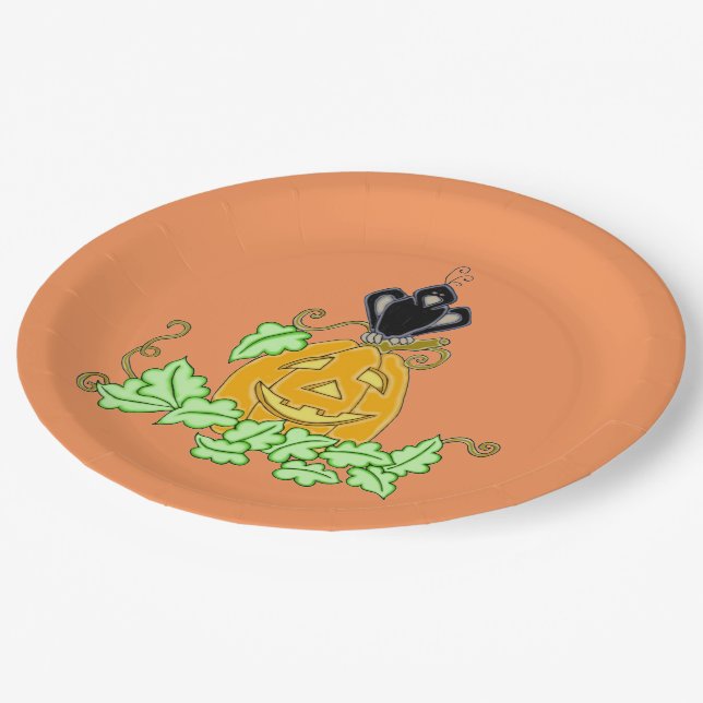 Prato De Papel Corvo e Pumpkin (Inclinado)