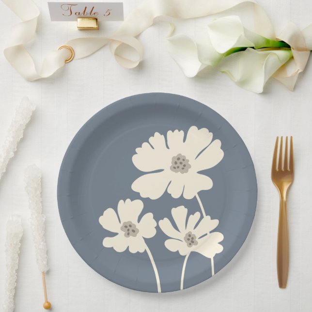 Prato De Papel Cosmos Flowers Silhouettes Moderno Muro Floral (Casamento)