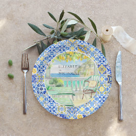 Prato De Papel Costa Amalfitana | Azulejos de Limão Mediterrâneo