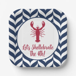Prato De Papel Costeiro Patriótico 4 de Julho Shellebrate