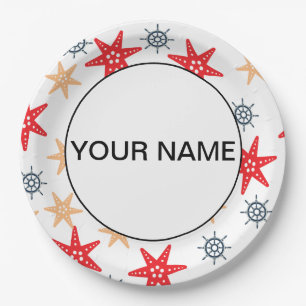 Prato De Papel Costeiros Engraçados E Padrões De Rodas