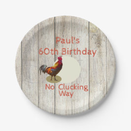 Prato De Papel Costume Rustic 60th Birthday Chicken Rooster