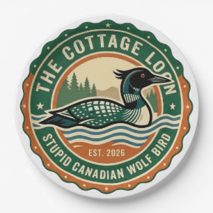 Prato De Papel Cottage Loon Lobo Canadense Estúpido