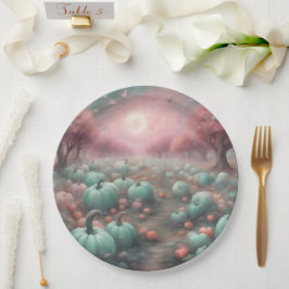 Prato De Papel Cottagecore personalizado Patch de Abóbora Rosa e 