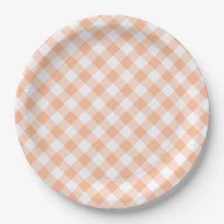 Prato De Papel Country Peach Gingham