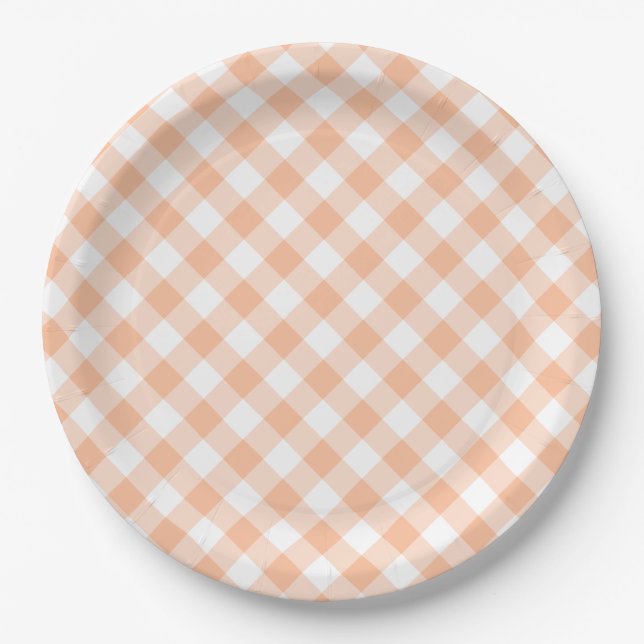 Prato De Papel Country Peach Gingham (Frente)
