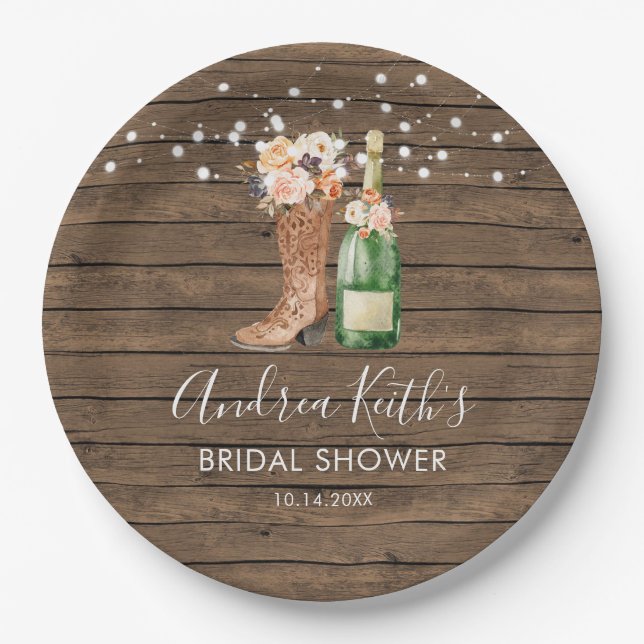 Prato De Papel Country Western Boots and Bubble Paper Plate (Frente)