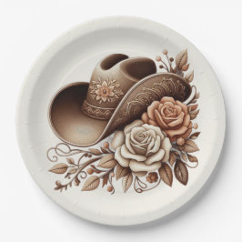 Prato De Papel Country Western Cowgirl Hat com Flores