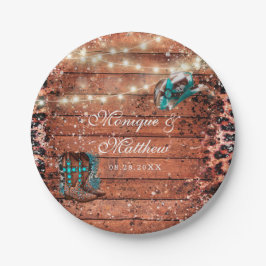 Prato De Papel Country Western Lights Boots Hat Wedding