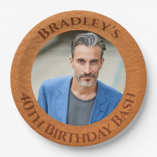 Prato De Papel Couro aniversário de 40 anos Brown