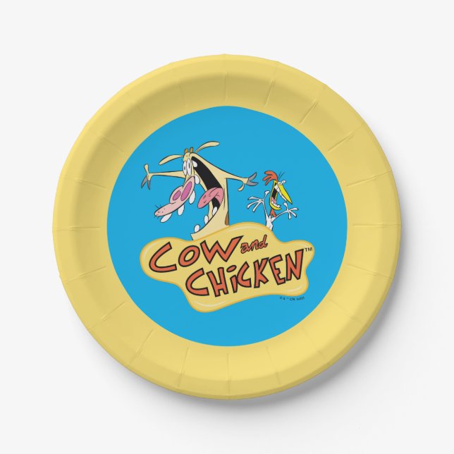 Prato De Papel Cow and Chicken Logo Graphic (Frente)