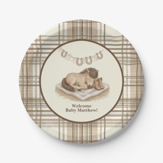 Prato De Papel Cowboy Boots and Foal Baby Shower (Frente)