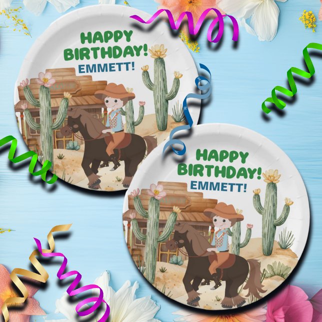 Prato De Papel Cowboy na Festa de aniversário de Cavalo (Criador carregado)