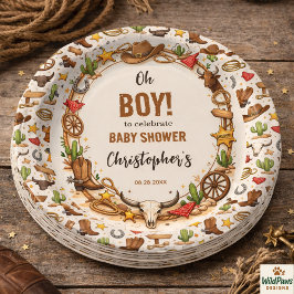 Prato De Papel Cowboy Wild West Rodeo Ranch | Rustic Western Baby