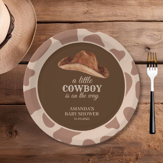 Prato De Papel Cowboy Wild West Rodeo Western Boy Baby Shower 