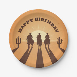 Prato De Papel cowboys de feliz aniversário