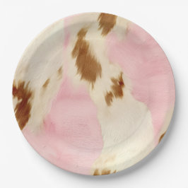 Prato De Papel CowGirl Pink Cream Brown Cowhide Dourado Monograma