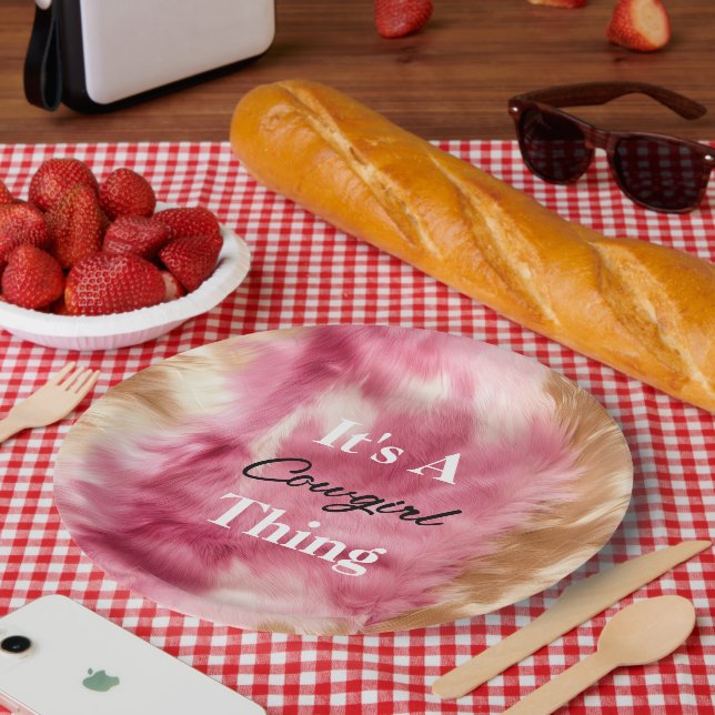 Prato De Papel Cowgirl Rosa Castanha (Piquenique)