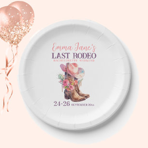 Prato De Papel Cowgirl Último Rodeio Pink Despedida de Solteira