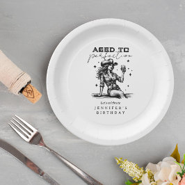 Prato De Papel Cowgirl White Aged to Perfection Birthday Party 