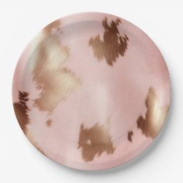 Prato De Papel Cowhide Dourada-Rosa-Rosa-Blush