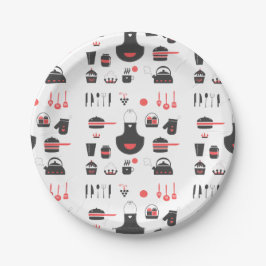 Prato De Papel Cozinha, Fofo Vermelho e Preto, Vintage, Retro