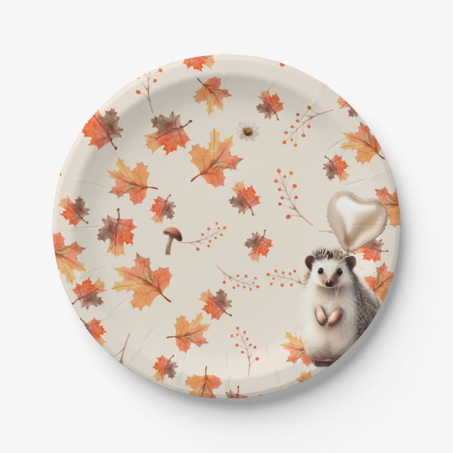 Prato De Papel Cozy Autumn Delights - Hedgehog & Fall Foliage (Frente)