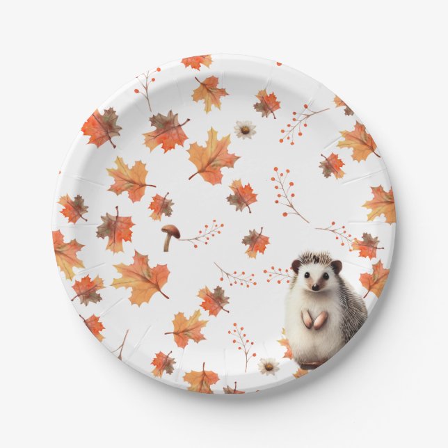 Prato De Papel Cozy Autumn Delights - Hedgehog & Fall Foliage (Frente)