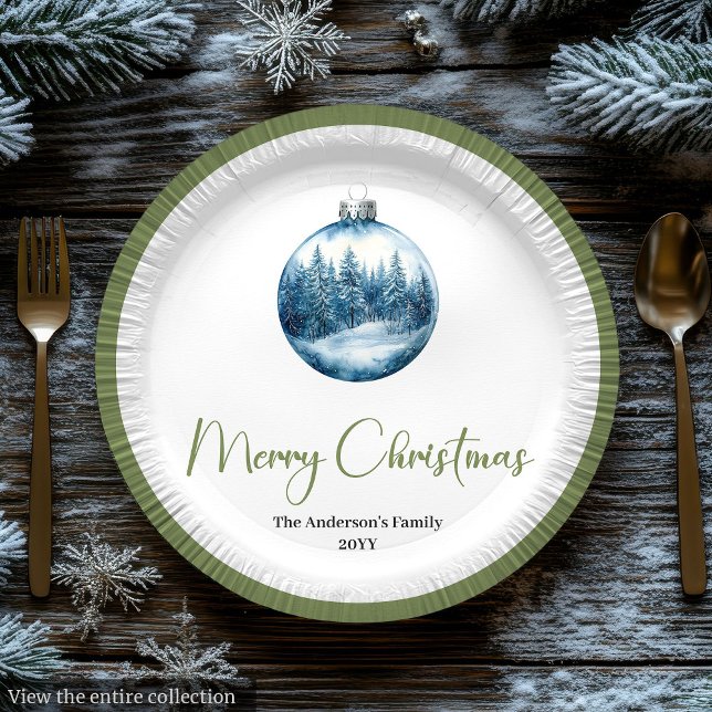 Prato De Papel Cozy Bohemian Winter Scene Christmas Party Plates (Cozy Bohemian Winter Scene Christmas Party Plates)