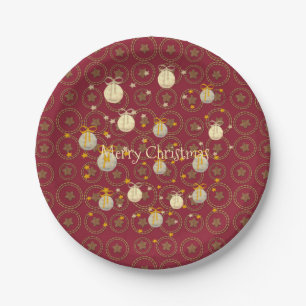 Prato De Papel Cozy Bright Burgundy Red Feliz Natal