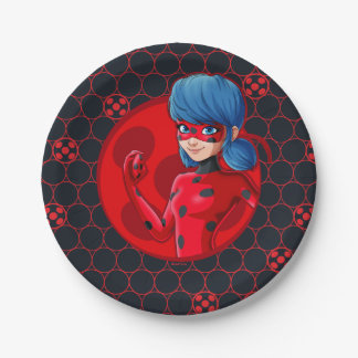 Prato De Papel Crachá Vermelho Ladybug