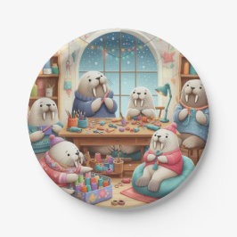Prato De Papel Crafty Walrus Birthday Bash Paper Plates