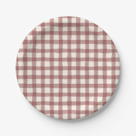 Prato De Papel Cranberry Gingham Red Maroon