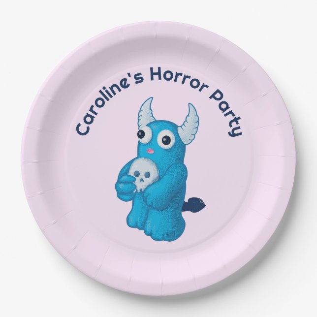 Prato De Papel Crânio de Demônio Bonito - Partido de Horror Simpl (Frente)