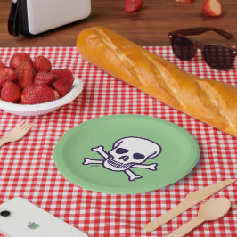 Prato De Papel Crânio n Bones em papel verde