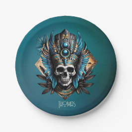 Prato De Papel Crânio que incorpora a aura mística