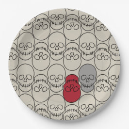 Prato De Papel Crânios - Branco Osso e Preto Morto