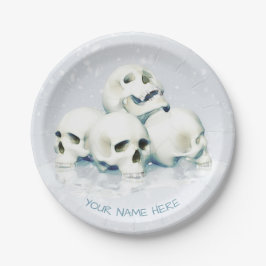 Prato De Papel Crânios na neve. Personalizado