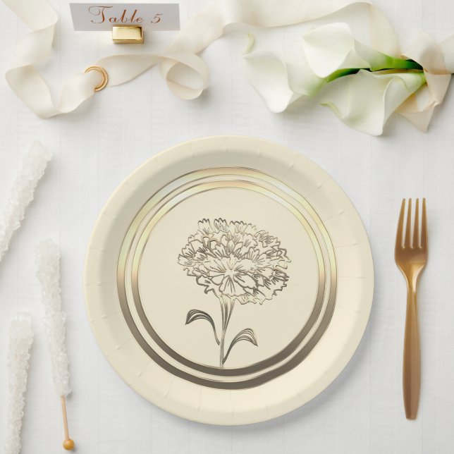 Prato De Papel Cravo de Janeiro Personalizado (Casamento)