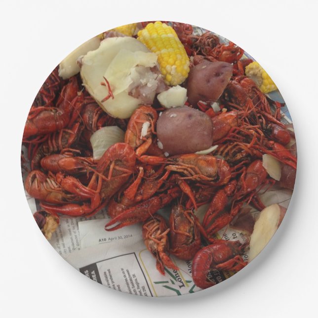 Prato De Papel Crawfish Boil Paper Party Placa (Frente)